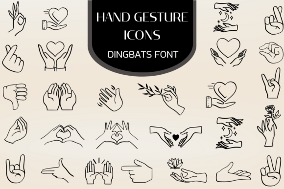 Hand Gesture Icons Font for Editorial Design